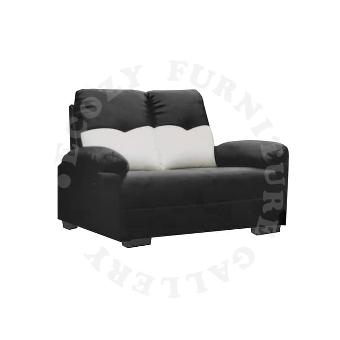 Ronnie PU Leather Sofa Black with White 1 1