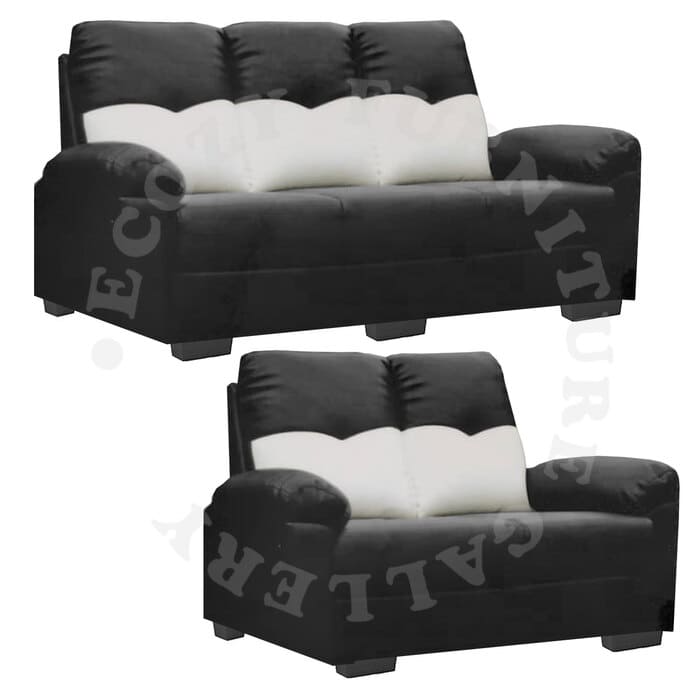 Ronnie PU Leather Sofa Black with White 1