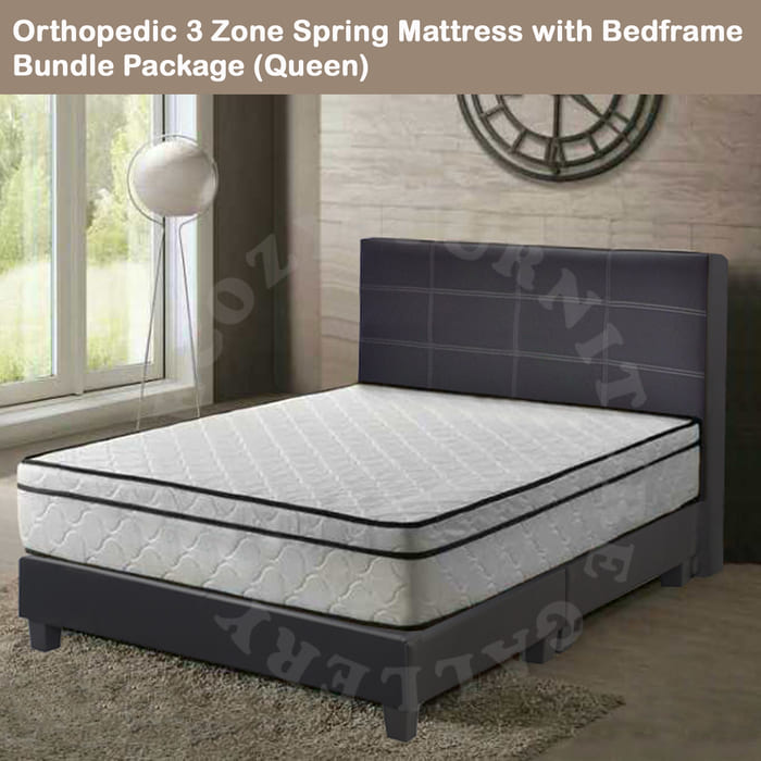 Orthopedic 3 Zone Spring Mattress with Bedframe Set