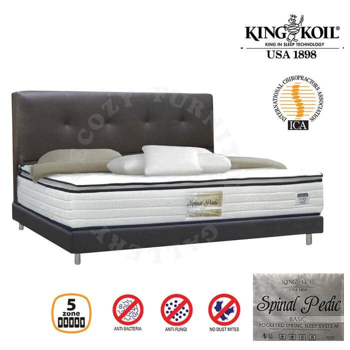 King Koil Spinal Pedic Pocketed Spring Pillow Top Non Flip Mattress FOC Bedframe 1
