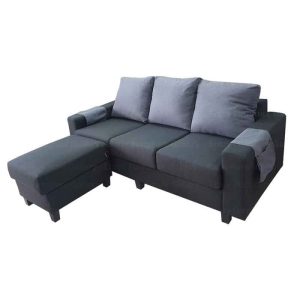 Modern Javier Fabric Modular 3 Seater with Ottoman Sofa 1