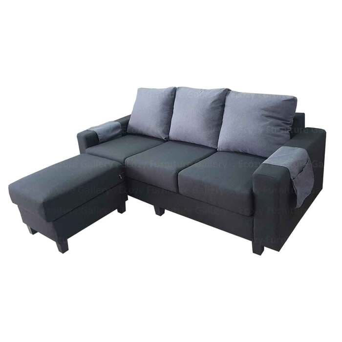 Modern Javier Fabric Modular 3 Seater with Ottoman Sofa 1