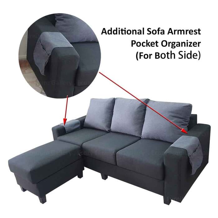Modern Javier Fabric Modular 3 Seater with Ottoman Sofa 2
