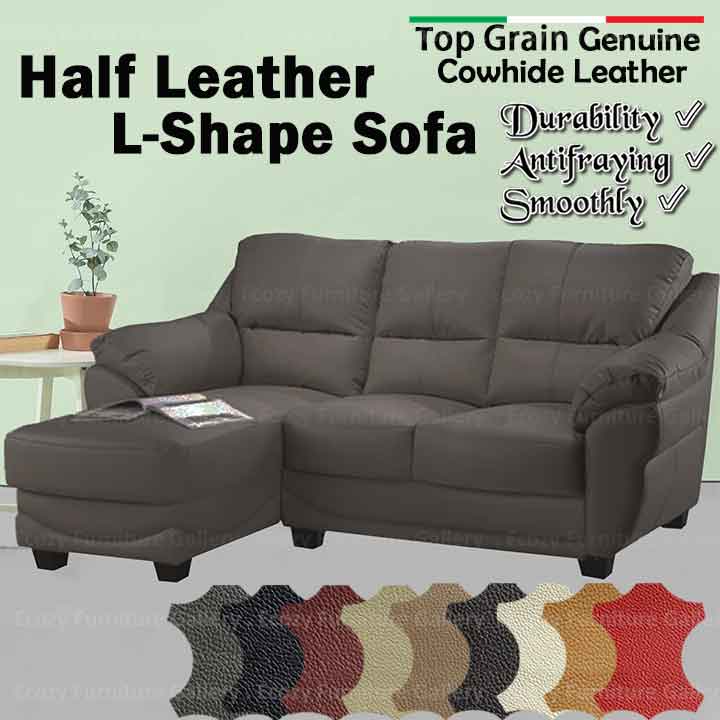 FLY Half Leather L Shape Sofa 6