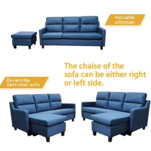Luna Water Resistant Fabric L Shape Modular Sofa Set 3
