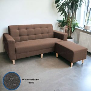Jash 3 Seater Water Repellent Fabric Sofa with Stool