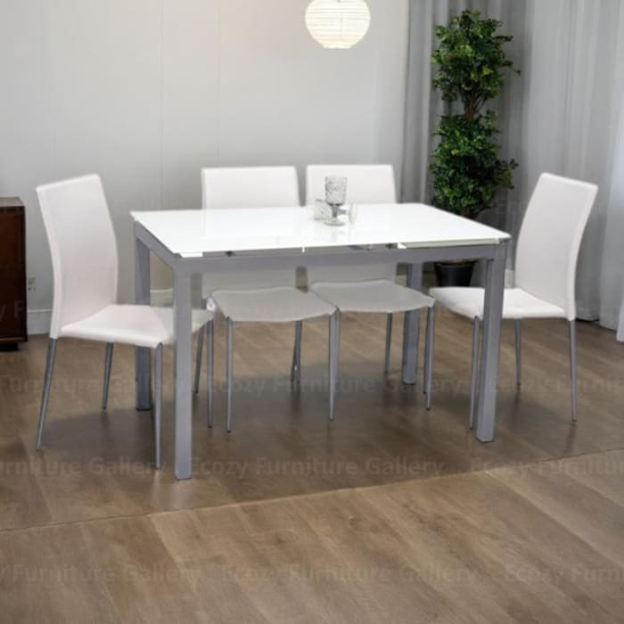 Kyra Extendable Tempered Glass Dining Set 1