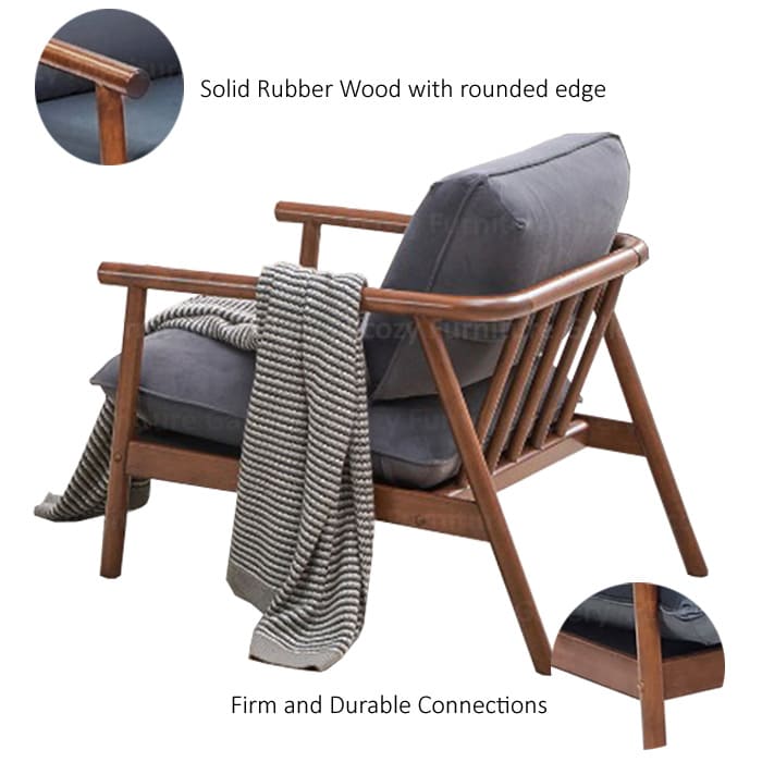 Dael Wooden Arm Chair with Ottoman 3