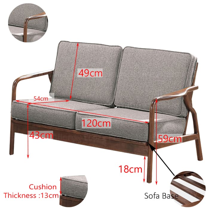 Baxton 2 Seater Wooden Sofa 1