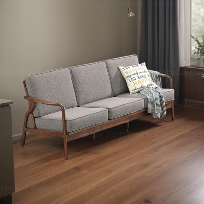 Baxton 3 Seater Wooden Sofa