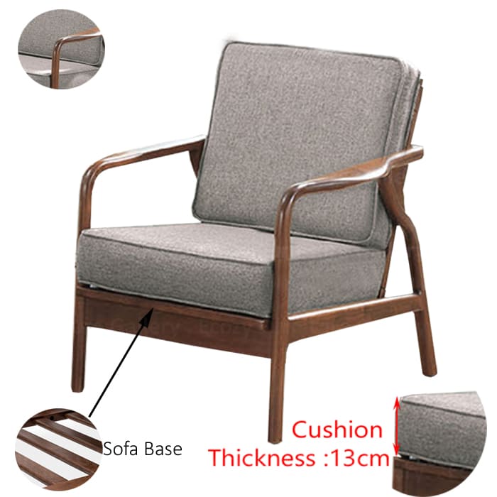 Baxton Arm Chair Wooden Sofa 3