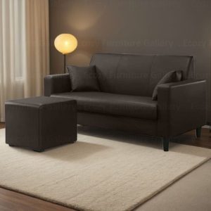 Corbin 3 Seater Faux Leather Sofa with Stool 2