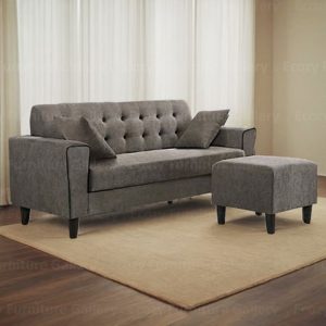 Eden 3 Seater Fabric Sofa with Stool 1