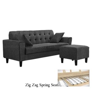 Eden 3 Seater Fabric Sofa with Stool 3